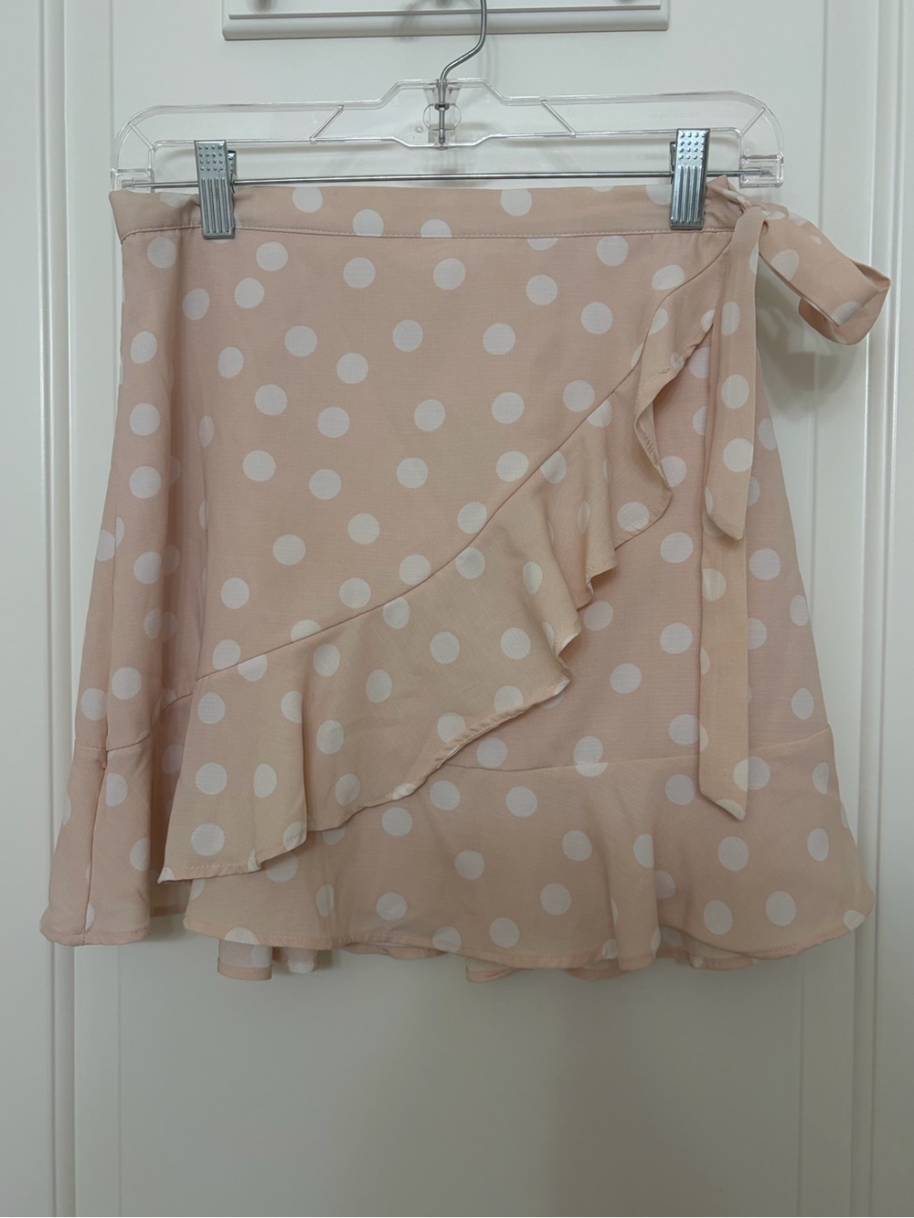 Polka Dot Tie-Waist Ruffle Skirt - Blush Pink Dillards skirt
